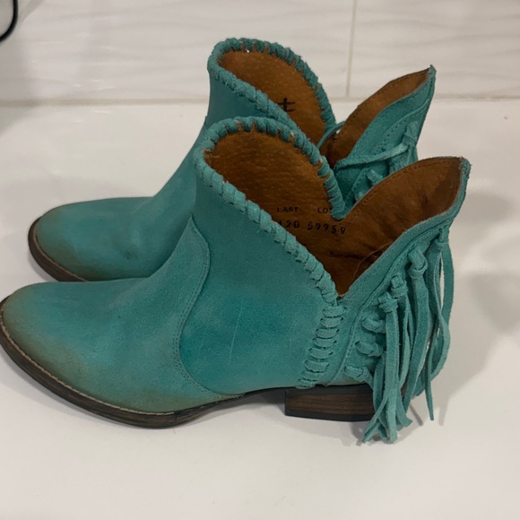 Circle G Turquoise Fringe Ankle Boots - Picture 5 of 7